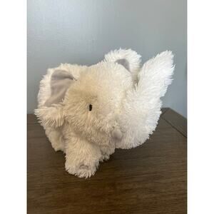 Levtex Baby White Long Haired Elephant Plush 10.5"‎